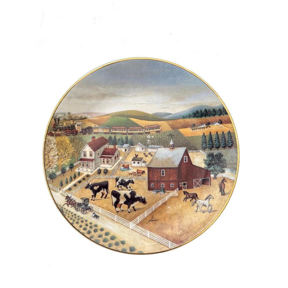 Franklin Mint Lowell Herrero Country Journeys Cow Plate American Folk Barn Train